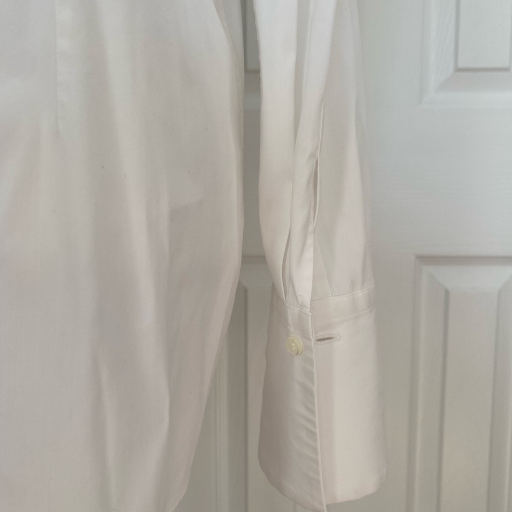 Brunello Cucinelli- white Button Down With High Collar and Gold Trim - Picture 8 of 11